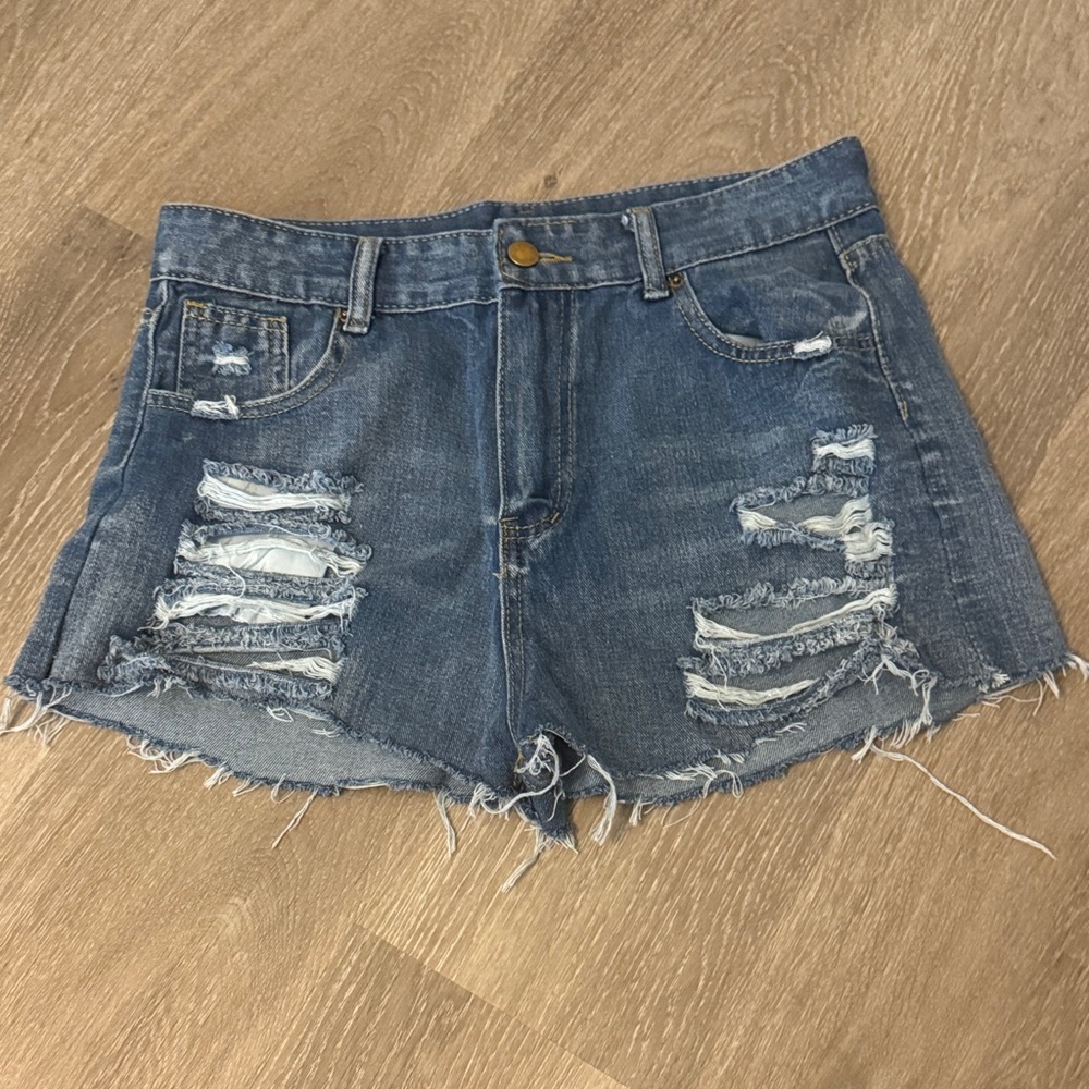 Amazon Women's Distressed Blue Denim Cutoff Shorts